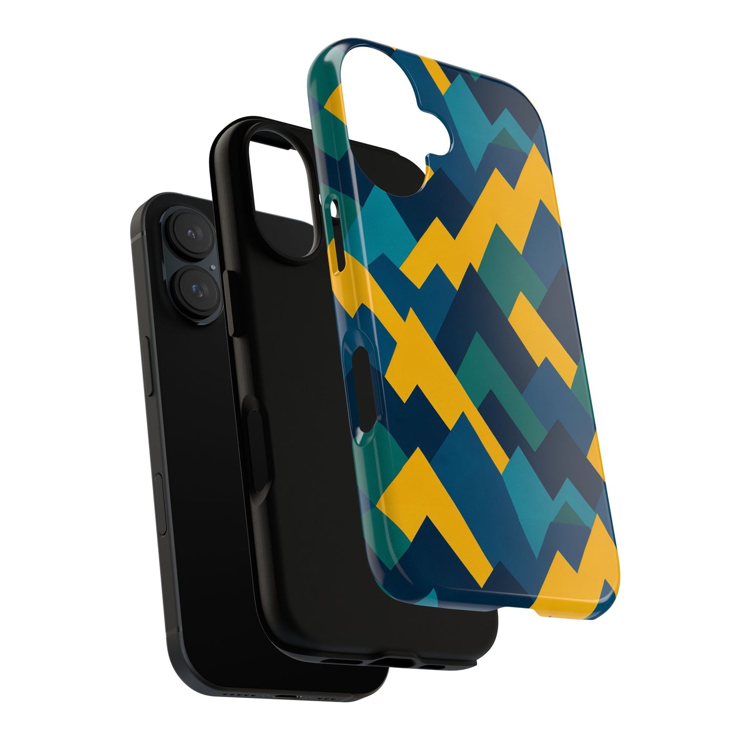 vibrant geometric mountain design protective phone case for unique style and durable protection compatible with iphone 13, 14, 15 & 16 – all models including pro, pro max & plus