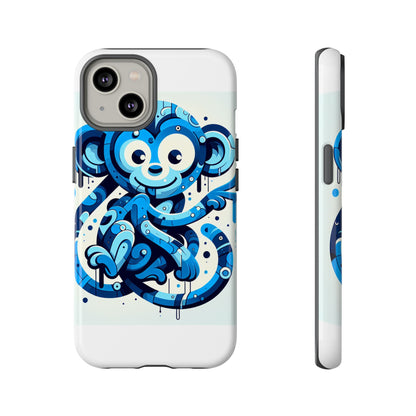 Protective 3D Wrap Phone Case with Playful Monkey Design in Blue – Stylish Protection for Men and Women Compatible with iPhone 13, 14, 15 & 16 – all models including Pro, Pro Max & Plus