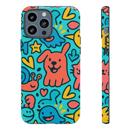 Vibrant Colourful Protective Phone Case with Fun Animal Cartoon Design – Stylish Protection for Kids and Adults Compatible with iPhone 13, 14, 15 & 16 – All Models Including Pro, Pro Max & Plus