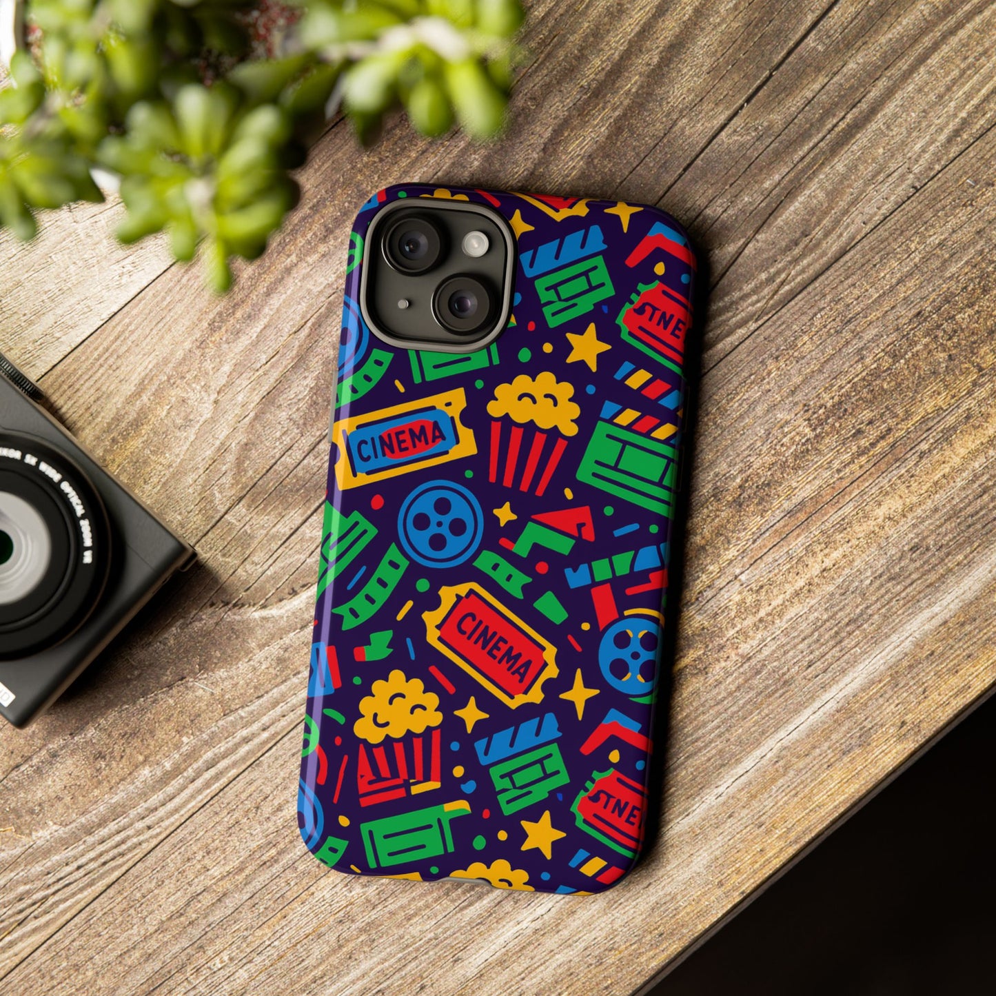 vibrant multicolour cinema-themed 3d wrap protective phone case for self-expression stylish protection compatible with iphone 13, 14, 15 & 16 – all models including pro, pro max & plus