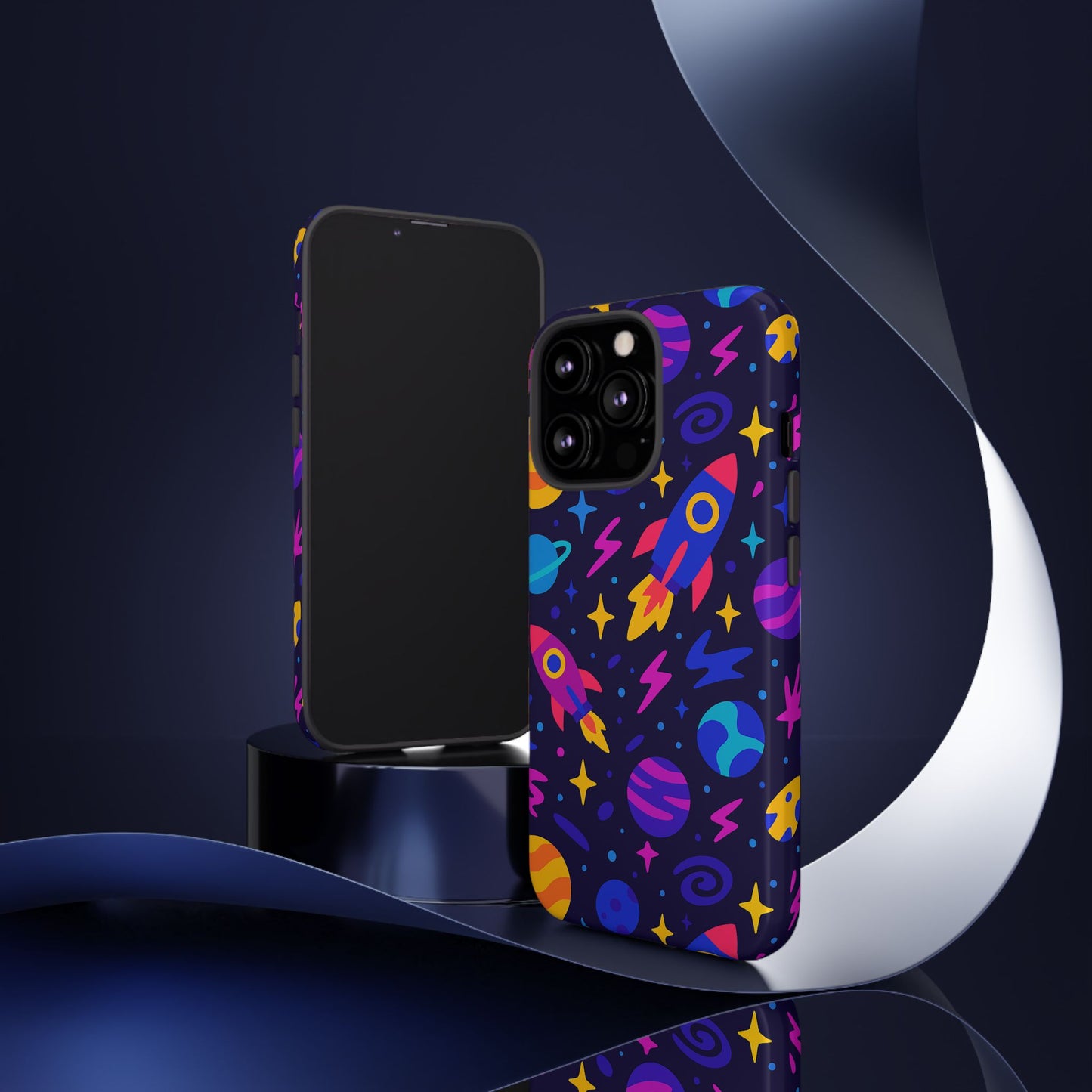 vibrant 3d wrap protective phone case with playful space theme for stylish self-expression compatible with iphone 13, 14, 15 & 16 – all models including pro, pro max & plus