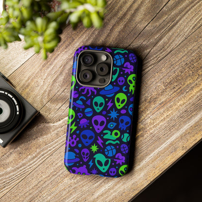 Vibrant 3D Alien and Space Design Protective Phone Case for Unisex Smartphone Accessories Compatible with iPhone 13, 14, 15 & 16 – All Models Including Pro, Pro Max & Plus