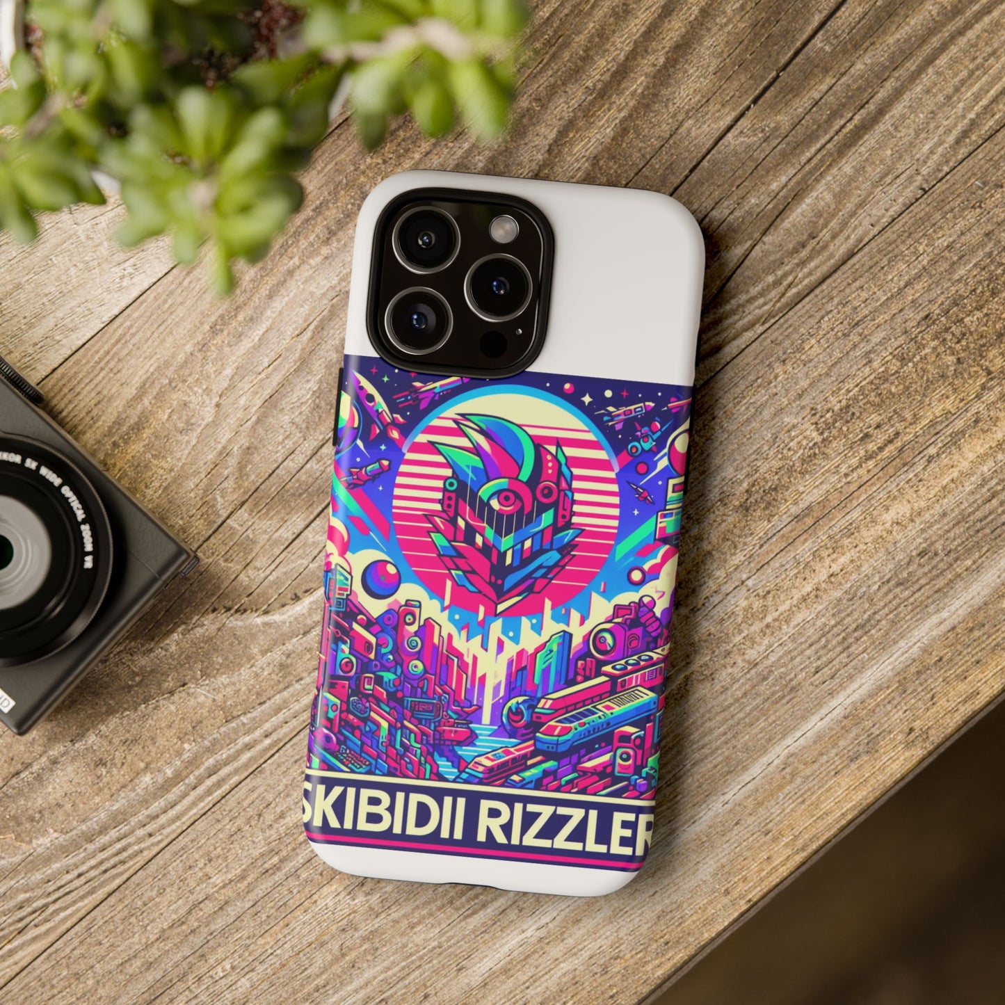 skibidi rizzler protective phone case with 3d wrap design, shock absorbing tpu silicone, uv protected, ideal gift for anime and comic culture fans