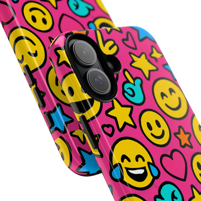 Vibrant Pink Emoji Phone Case with 3D Wrap Design for Stylish Protection Compatible with iPhone 13, 14, 15 & 16 – All Models Including Pro, Pro Max & Plus