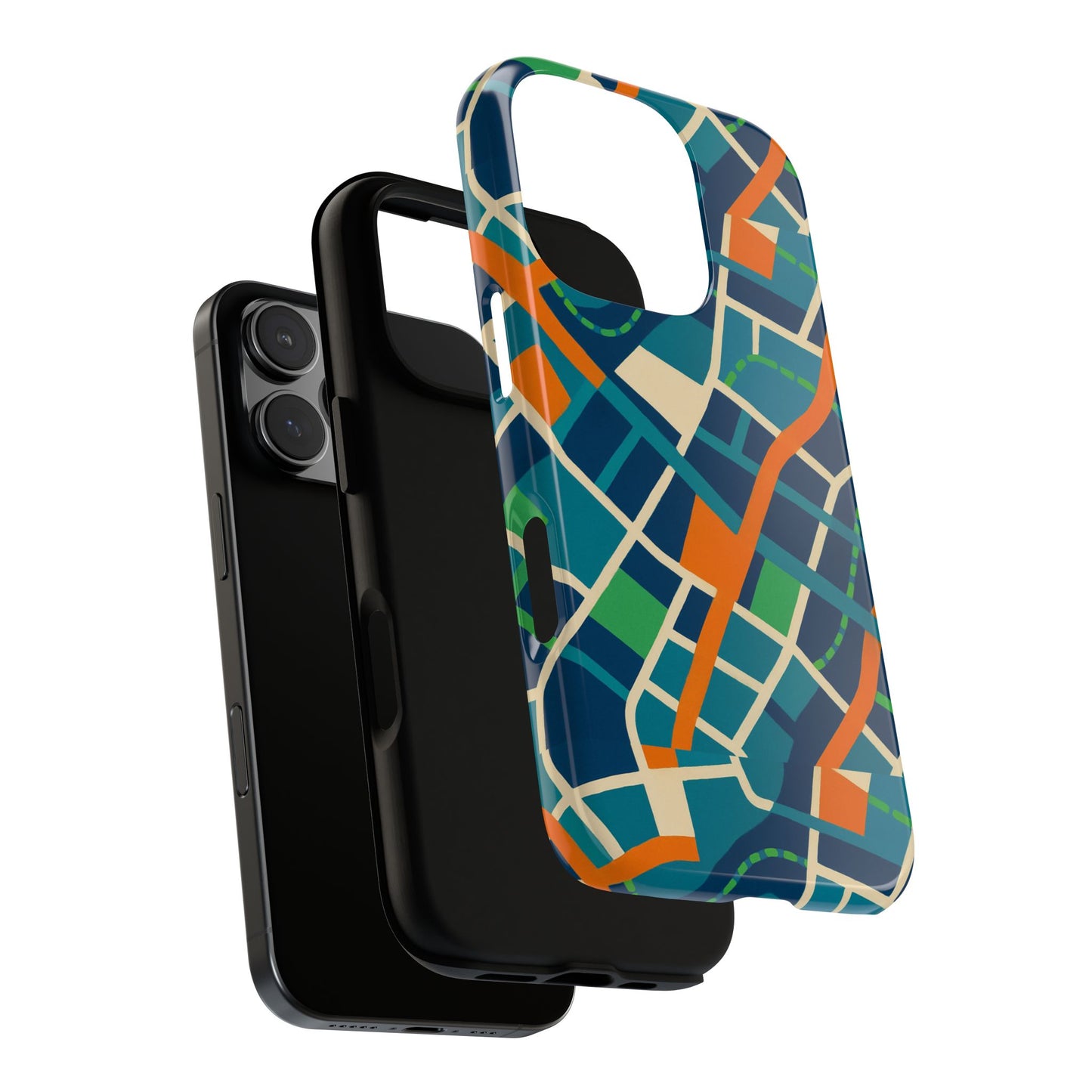 multicolour abstract geometric phone case for stylish protection compatible with iphone 13, 14, 15 & 16 – all models including pro, pro max & plus