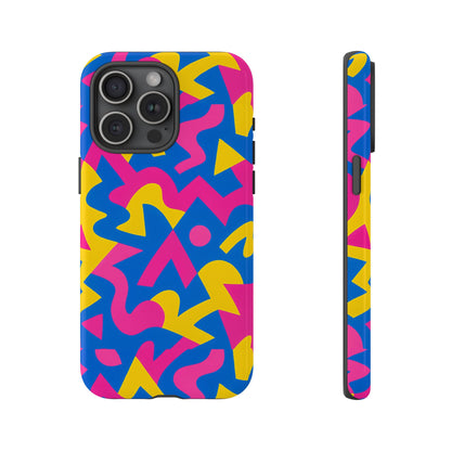 Vibrant Y2K Geometric Protective Phone Case with 3D Wrap Design for Unique Style Compatible with iPhone 13, 14, 15 & 16 – all models including Pro, Pro Max & Plus
