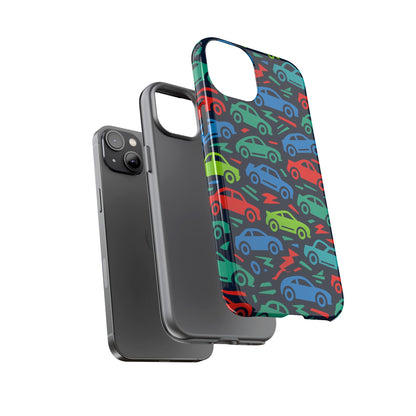 Vibrant Retro Automotive Design Protective Phone Case for Kids and Adults – Colourful 3D Wrap Style – Stylish Protection Compatible with iPhone 13, 14, 15 & 16 – All Models Including Pro, Pro Max & Plus