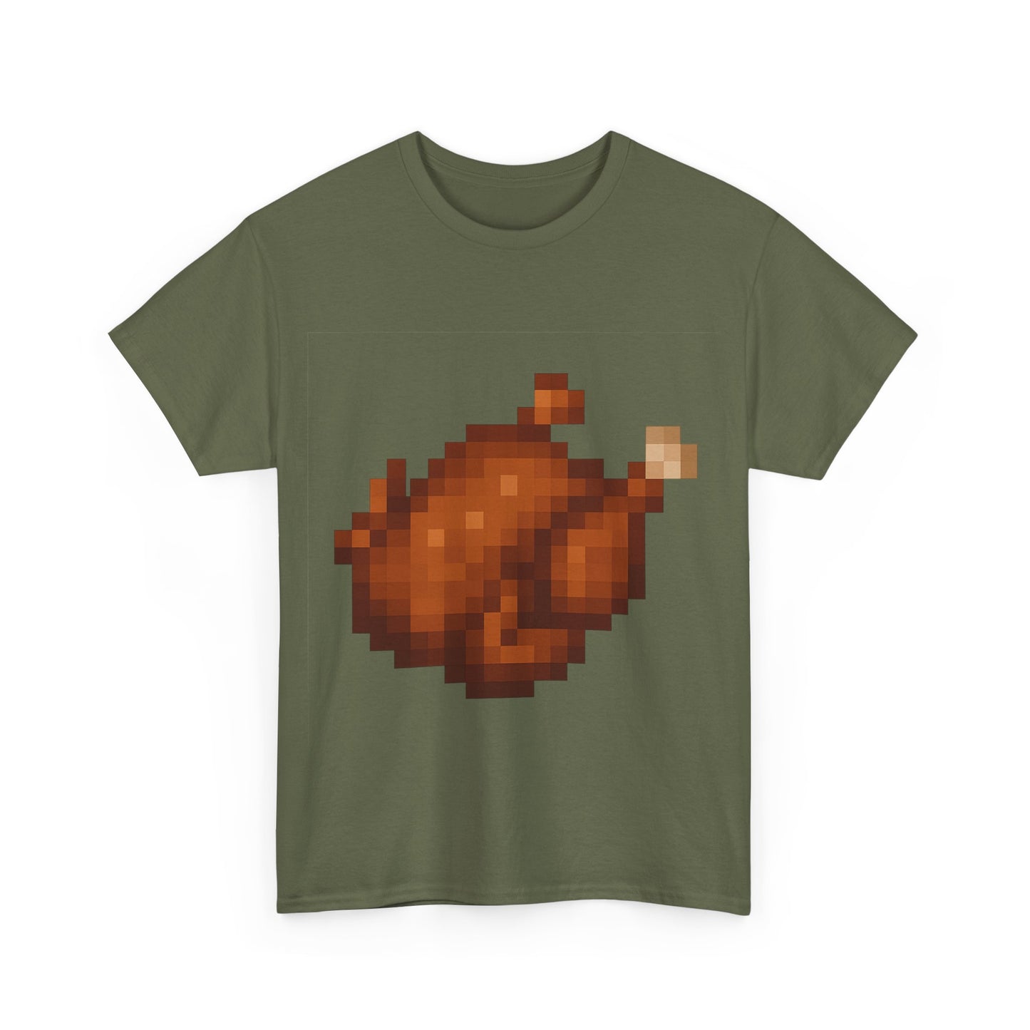 funny pixel turkey unisex heavy cotton tee for gamers - perfect thanksgiving shirt, casual wear, comfortable cotton tee, fun gamer apparel, holiday graphic tee