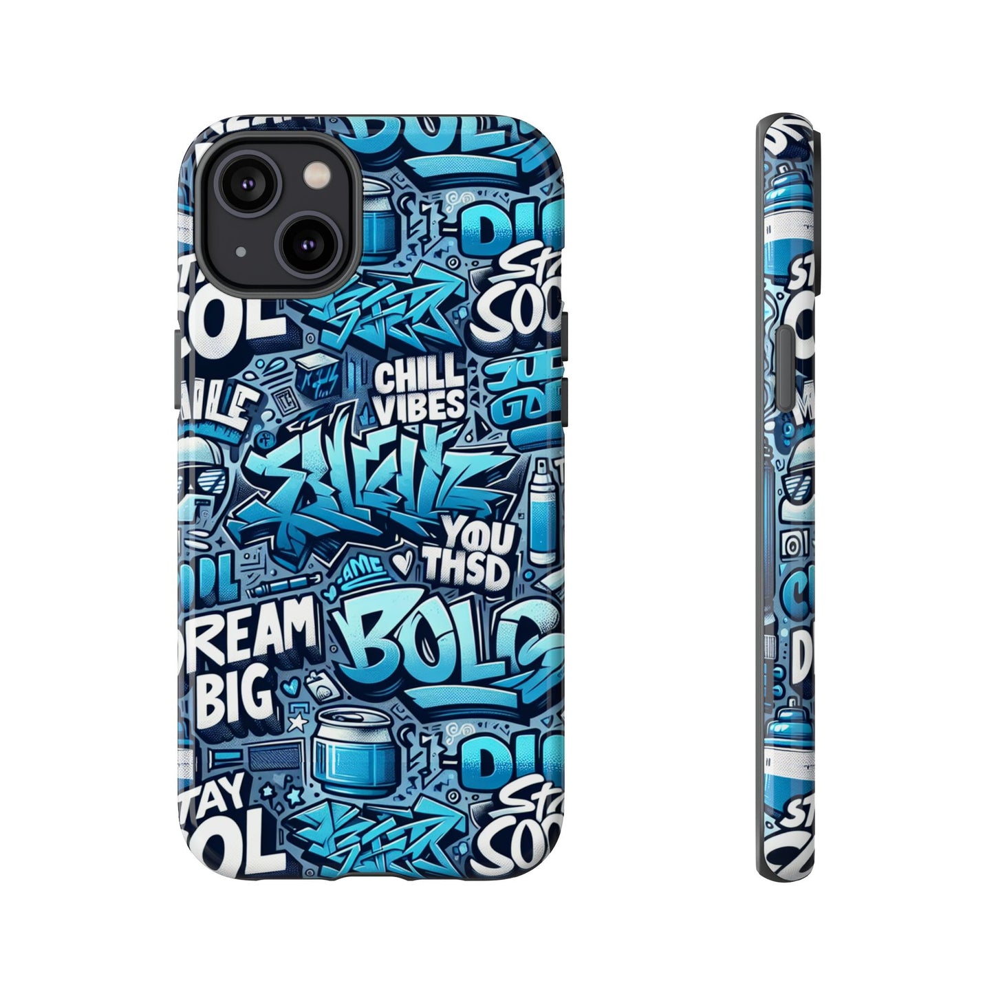 protective phone case with 3d blue graffiti design for stylish device protection and unique expression compatible with iphone 13, 14, 15 & 16 – all models including pro, pro max & plus
