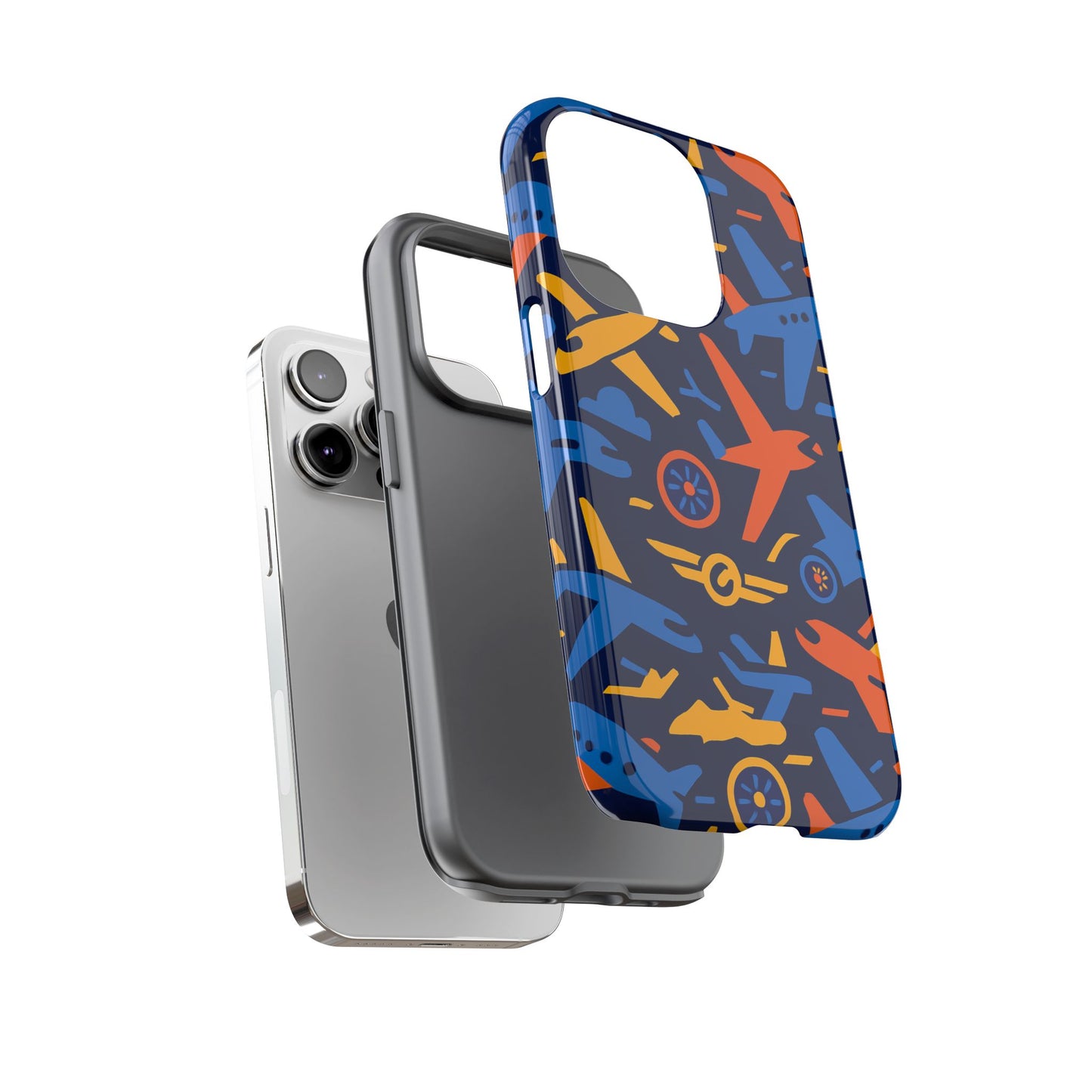 vibrant 3d airplane pattern protective phone case for self-expression and stylish protection compatible with iphone 13, 14, 15 & 16 – all models including pro, pro max & plus