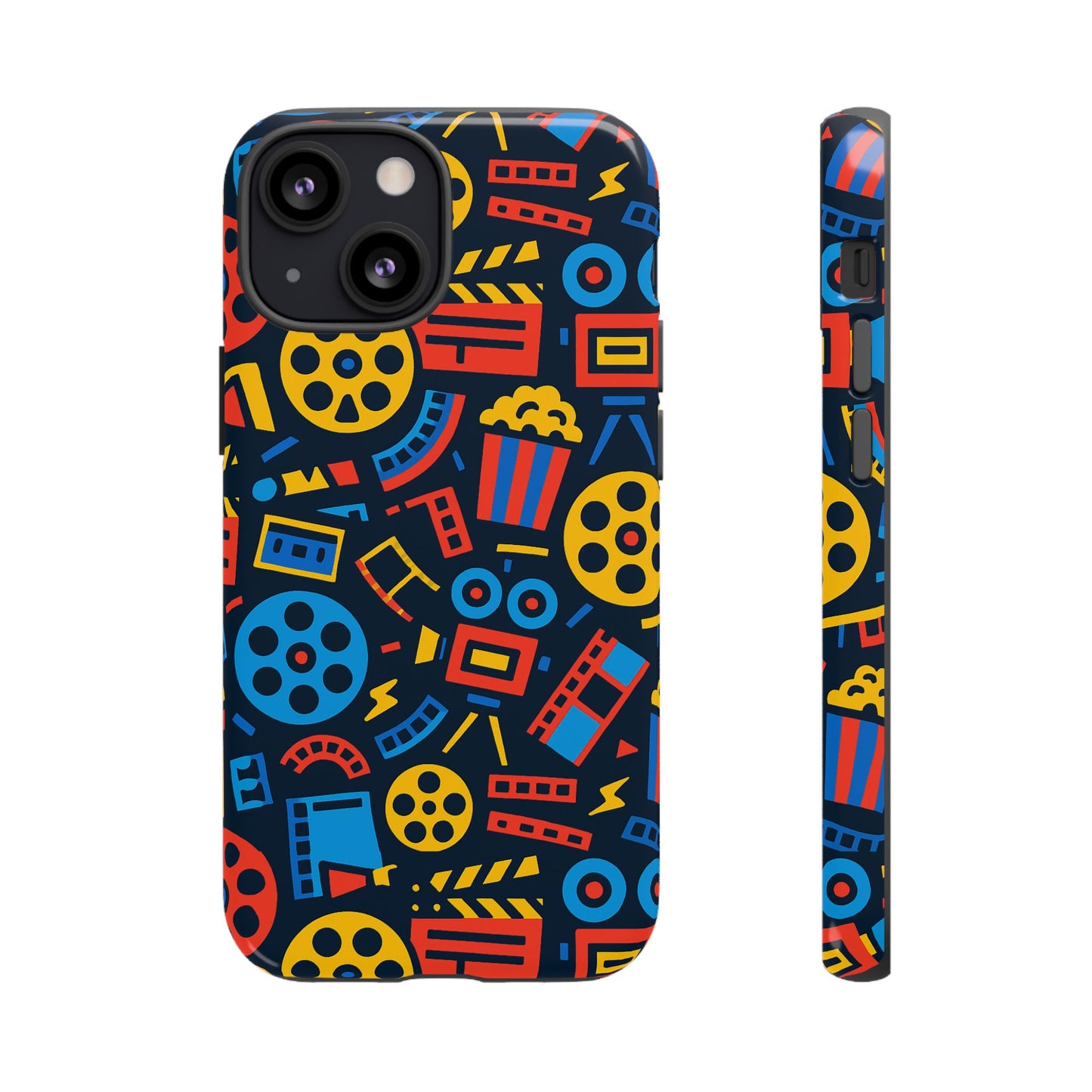 vibrant 3d film reel protective phone case for unique style and robust protection compatible with iphone 13, 14, 15 & 16 – all models including pro, pro max & plus