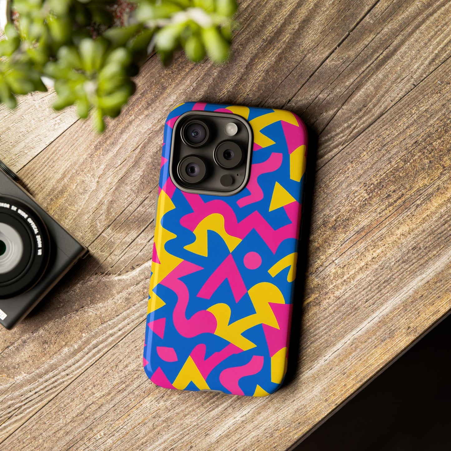 vibrant y2k geometric protective phone case with 3d wrap design for unique style compatible with iphone 13, 14, 15 & 16 – all models including pro, pro max & plus