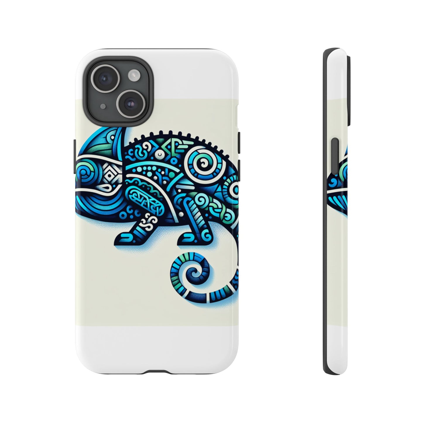 vibrant 3d chameleon phone case with blue design for stylish protection compatible with iphone 13, 14, 15 & 16 – all models including pro, pro max & plus