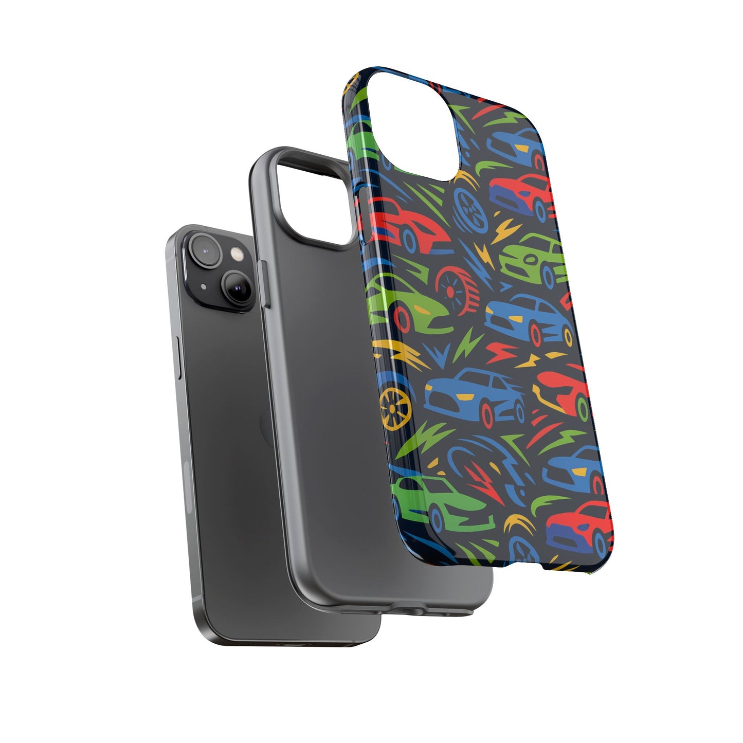 vibrant 3d car design protective phone case – fun retro style for kids and adults – stylish protection – compatible with iphone 13, 14, 15 & 16 – all models including pro, pro max & plus