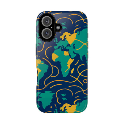 Multicolour Geometric Map 3D Wrap Protective Phone Case for Men and Women, Stylish Shockproof Accessory, Compatible with iPhone 13, 14, 15 & 16 – all models including Pro, Pro Max & Plus