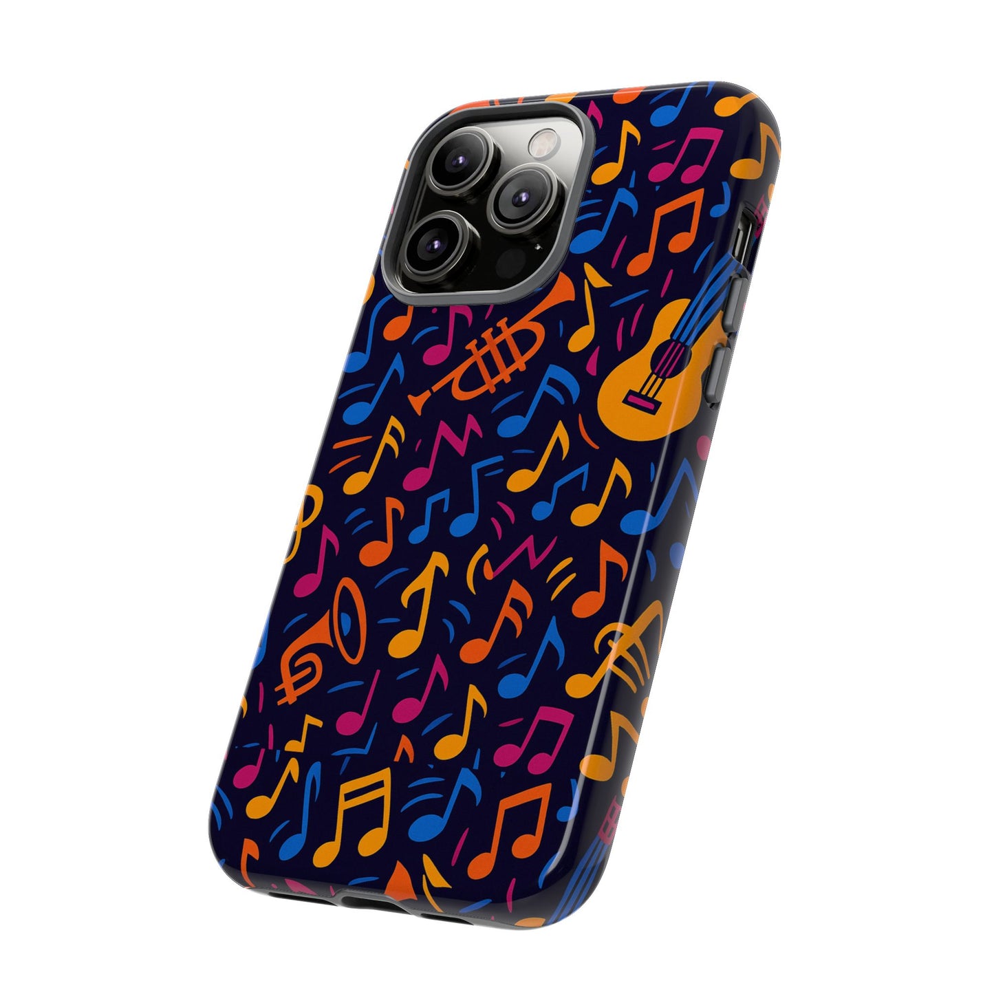multicolour music themed protective phone case with 3d design for stylish protection – compatible with iphone 13, 14, 15 & 16 – all models including pro, pro max & plus