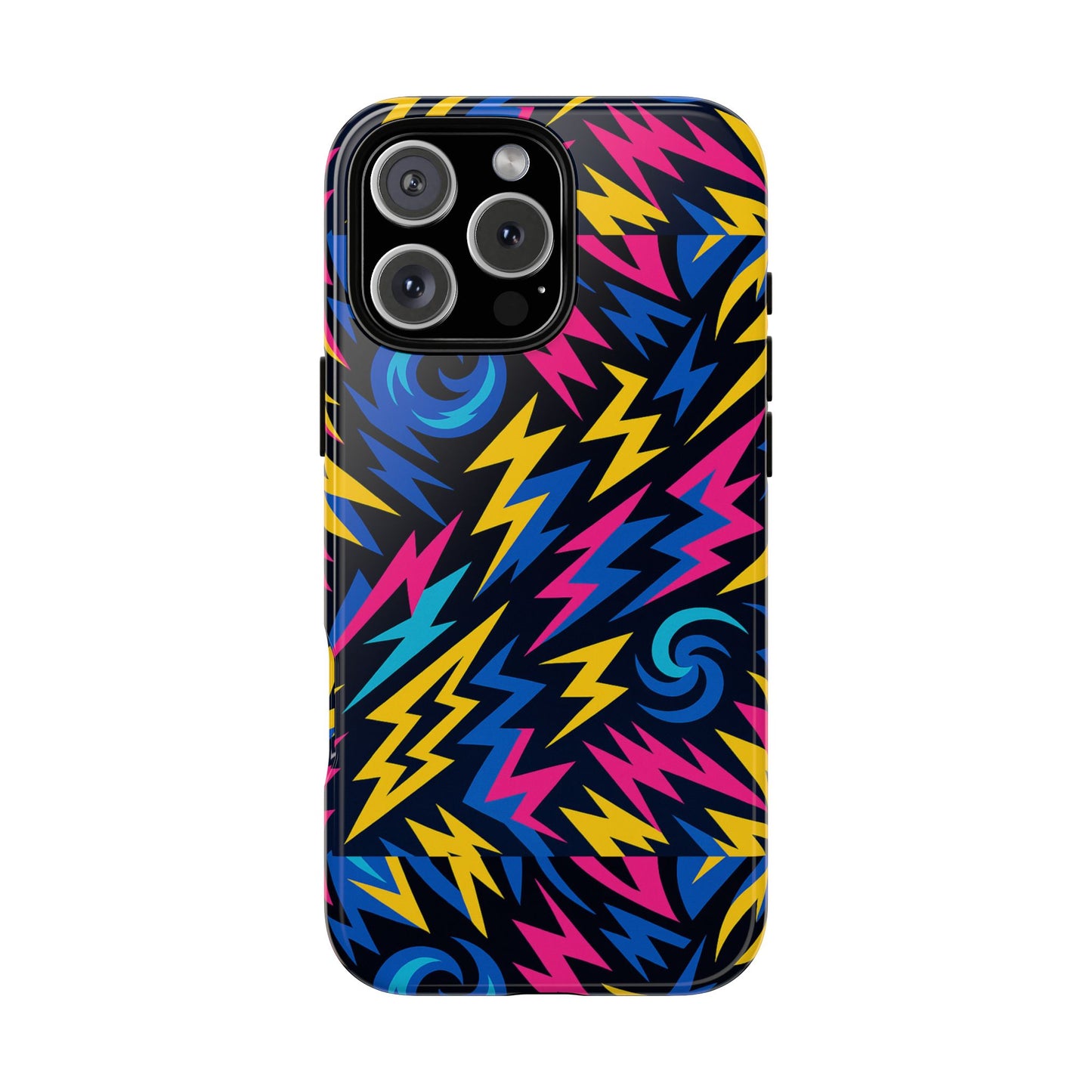 vibrant lightning bolt protective phone case with 3d wrap design for trendy aesthetic accessories compatible with iphone 13, 14, 15 & 16 – all models including pro, pro max & plus
