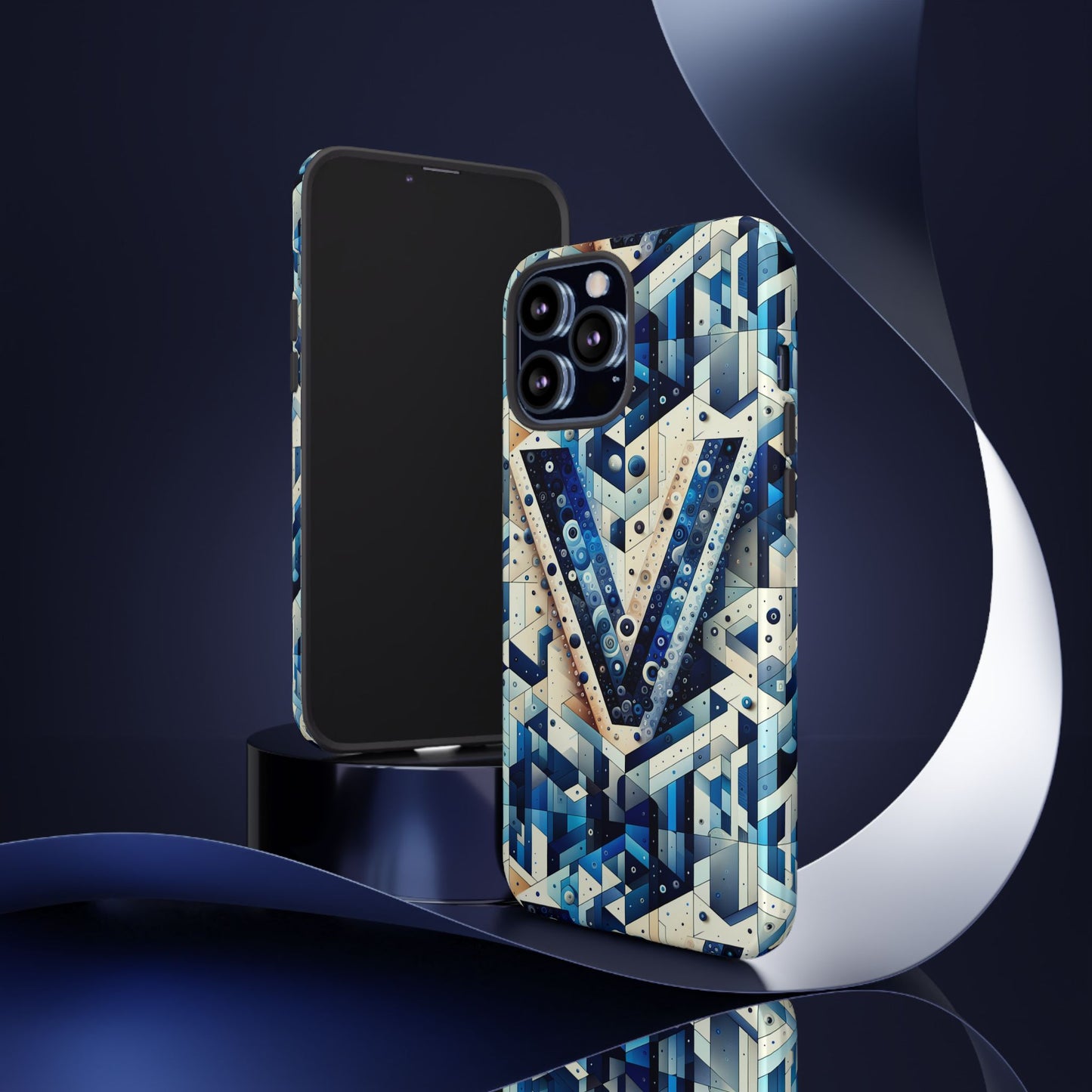 blue alphabet v phone case for samsung and iphone shockproof protective cover with 3d wrap design and uv resistance
