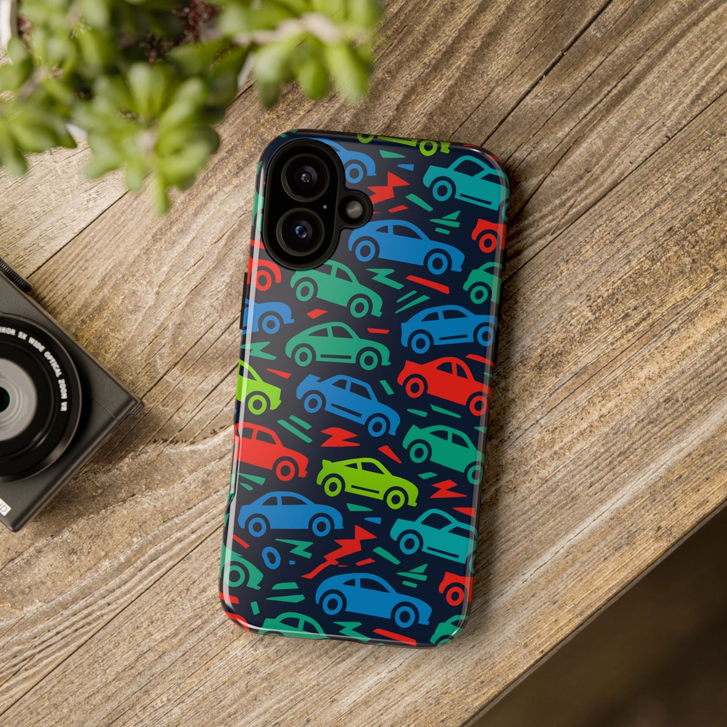 vibrant retro automotive design protective phone case for kids and adults – colourful 3d wrap style – stylish protection compatible with iphone 13, 14, 15 & 16 – all models including pro, pro max & plus