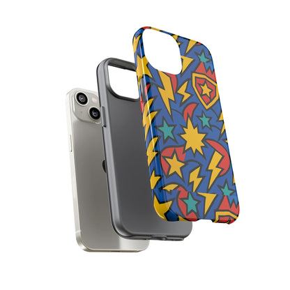 Multicolour Superhero Phone Case with 3D Design for Playful Protection Compatible with iPhone 13, 14, 15 & 16 – all models including Pro, Pro Max & Plus