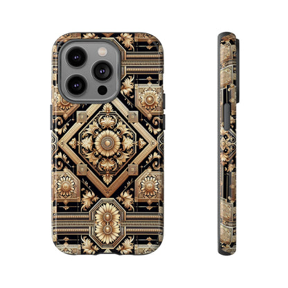Pattern Image 1 Vibrant Shockproof Phone Case for Anime and Comic Fans - Stylish Gold Floral Design for iPhone 13-16 Pro Max Plus