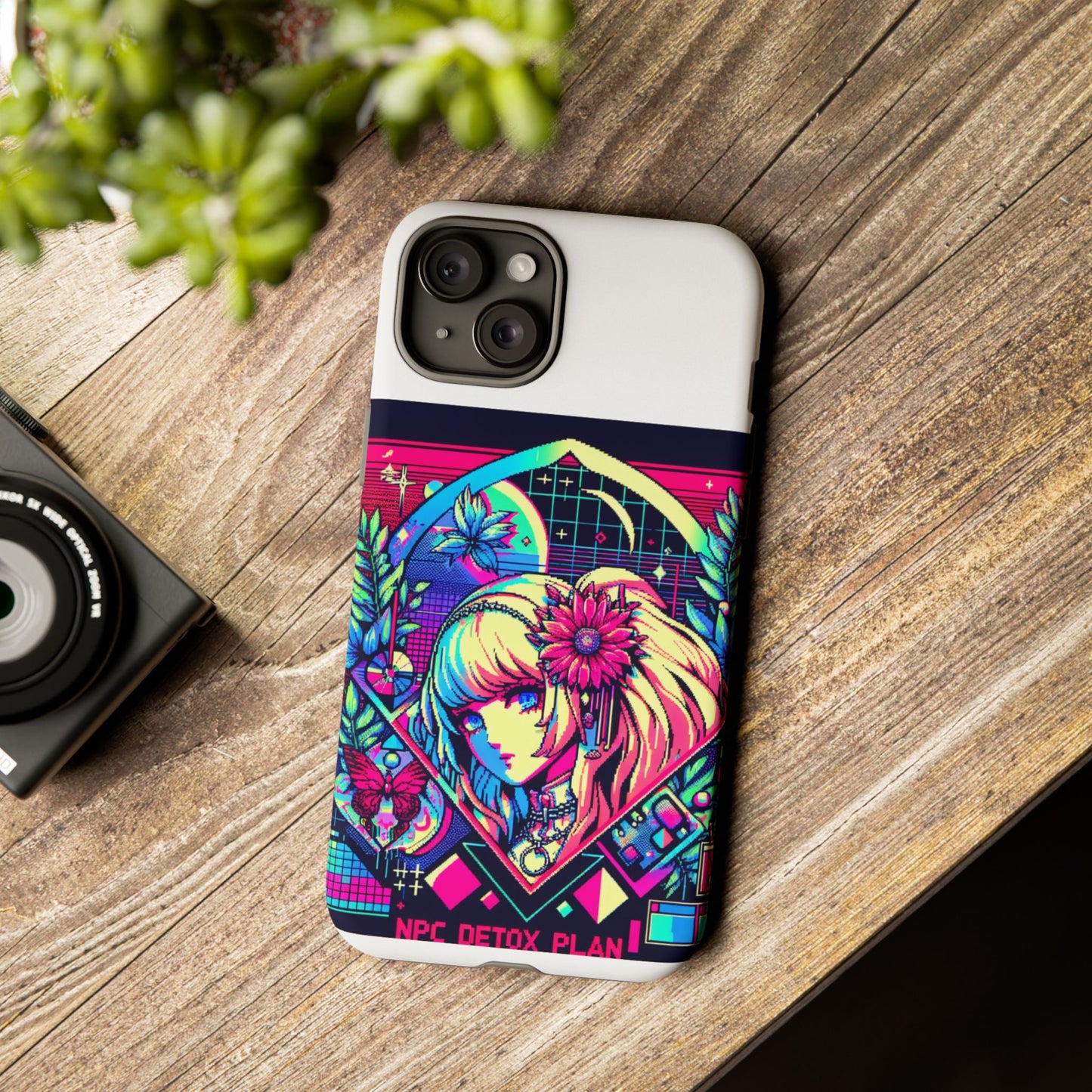 npc detox plan - vibrant protective phone case for anime and comic lovers, durable shock absorption, uv protected, glossy or matte finish