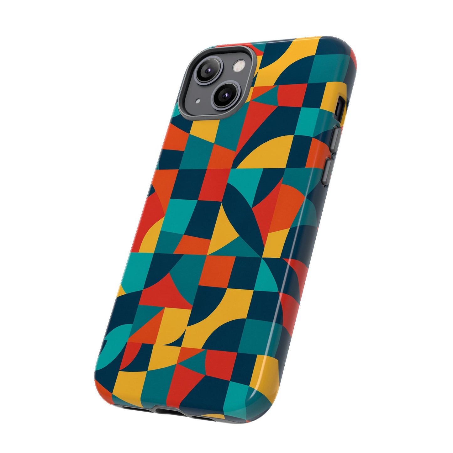 vibrant multicolour geometric 3d wrap phone case for stylish protection and unique expression compatible with iphone 13, 14, 15 & 16 – all models including pro, pro max & plus