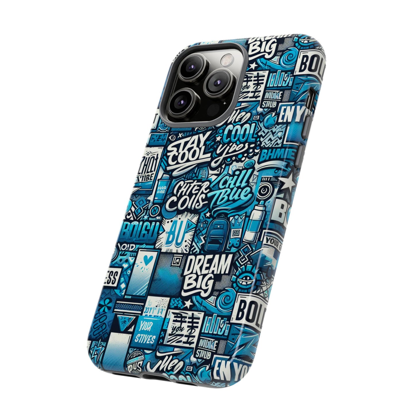 blue pattern image 15 phone case with 3d wrap design shock absorption for android and iphone devices durable uv protected protective cover