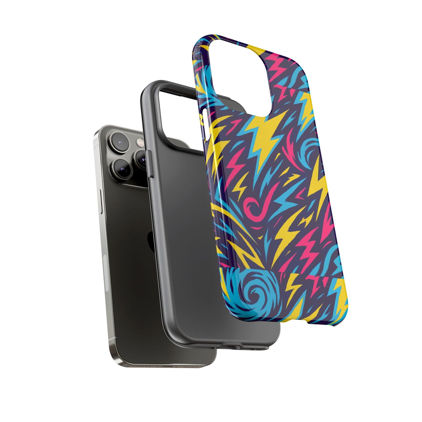 vibrant retro lightning bolt protective phone case with 3d design for fashion lovers compatible with iphone 13, 14, 15 & 16 – all models including pro, pro max & plus