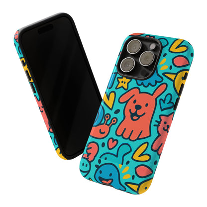 Vibrant Colourful Protective Phone Case with Fun Animal Cartoon Design – Stylish Protection for Kids and Adults Compatible with iPhone 13, 14, 15 & 16 – All Models Including Pro, Pro Max & Plus