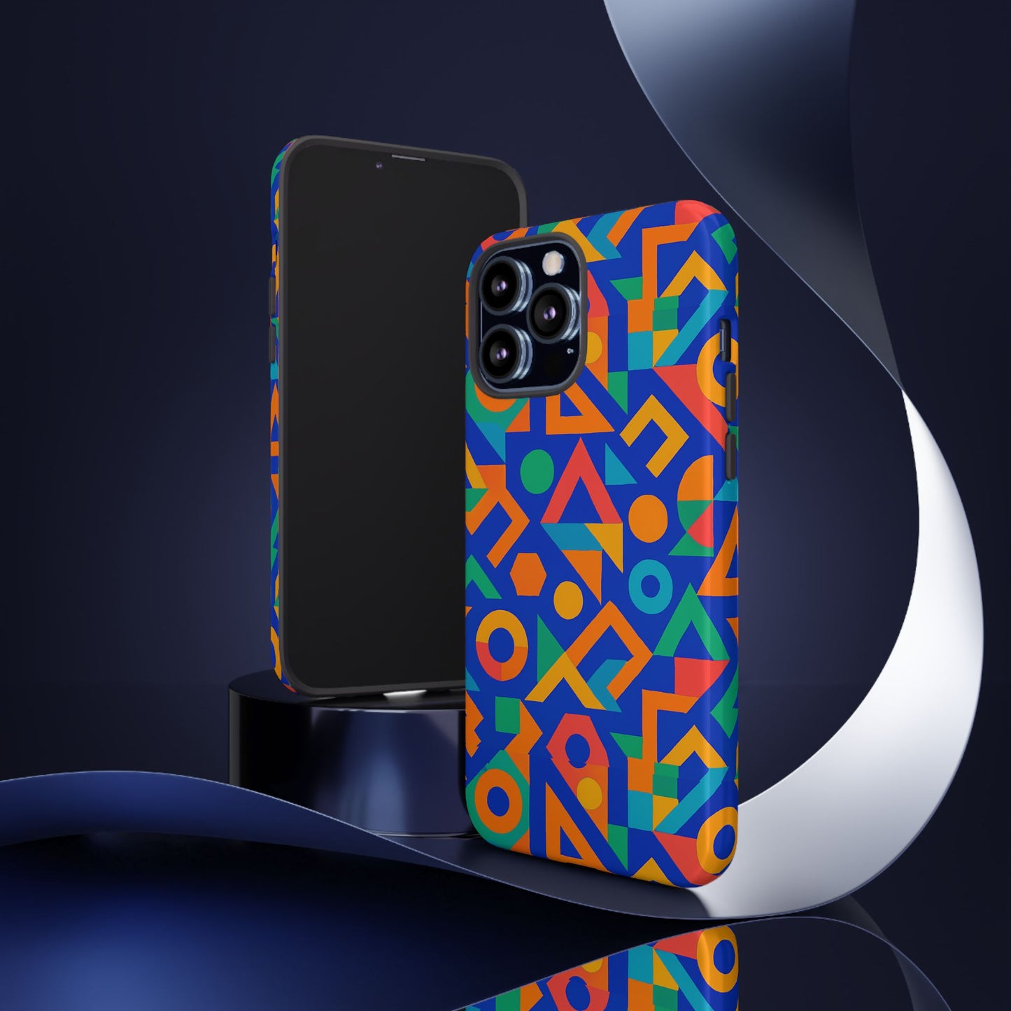 multicolour geometric 3d wrap protective phone case – vibrant accessory for creative individuals compatible with iphone 13, 14, 15 & 16 – all models including pro, pro max & plus