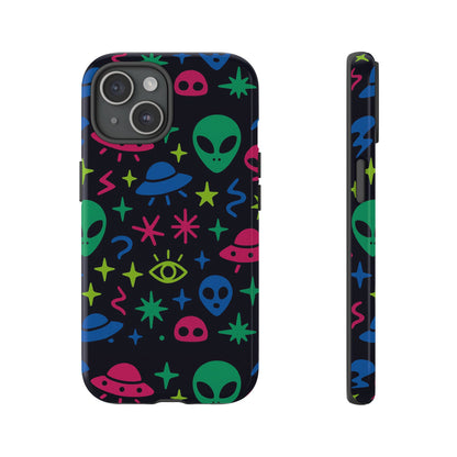 Vibrant Alien Pattern Protective Phone Case with 3D Wrap Design for Unique Expression – Stylish Protection Compatible with iPhone 13, 14, 15 & 16 – All Models Including Pro, Pro Max & Plus