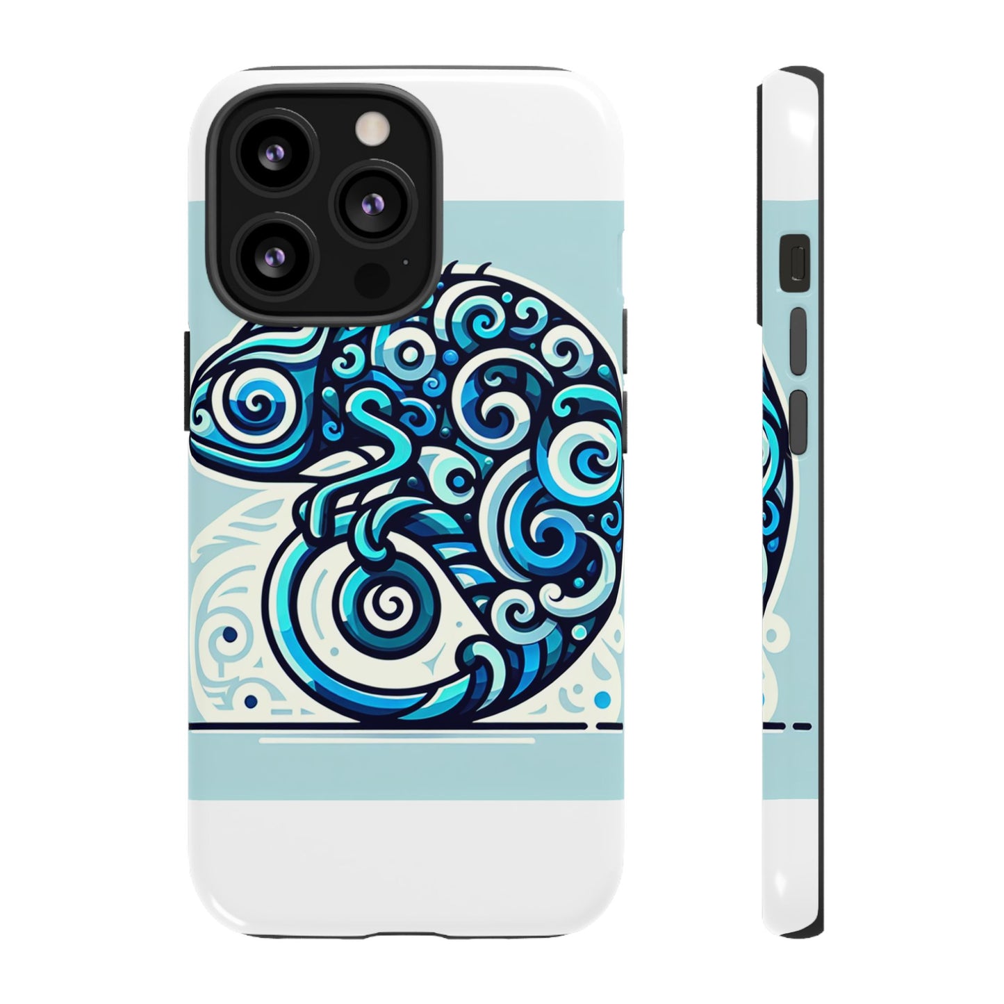 vibrant 3d wrap protective phone case with playful chameleon design in blue – unique accessory for self-expression compatible with iphone 13, 14, 15 & 16 – all models including pro, pro max & plus