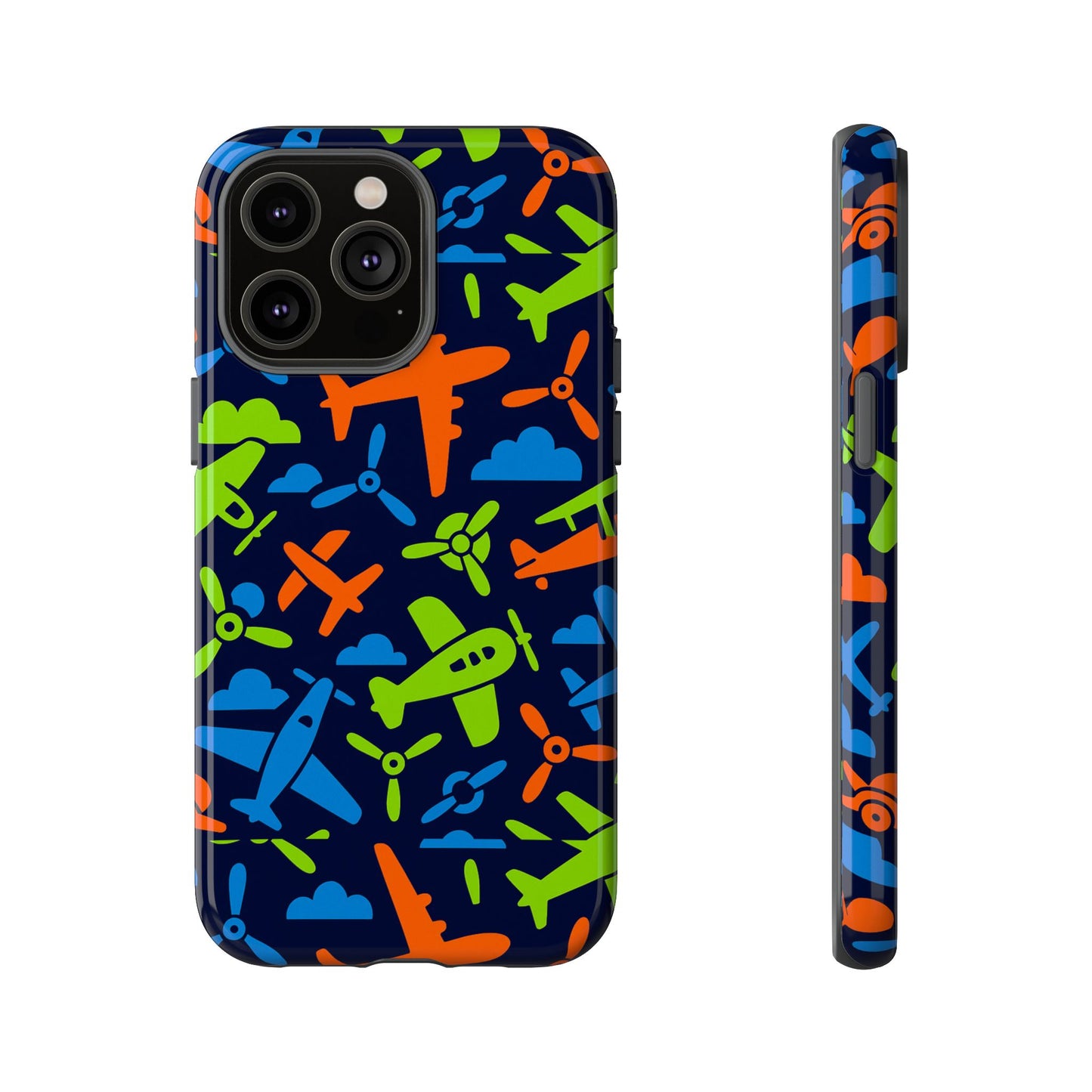 vibrant airplane pattern protective phone case for colourful accessory durable design compatible with iphone 13, 14, 15 & 16 – all models including pro, pro max & plus