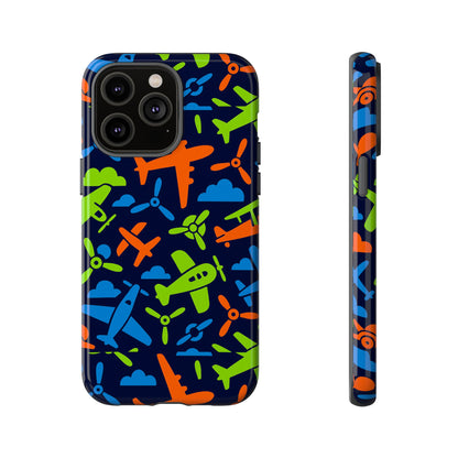 Vibrant Airplane Pattern Protective Phone Case for Colourful Accessory Durable Design Compatible with iPhone 13, 14, 15 & 16 – all models including Pro, Pro Max & Plus