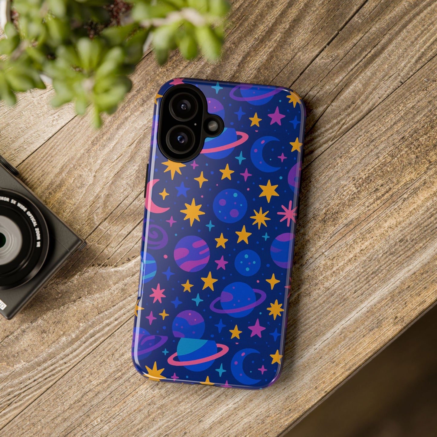 vibrant space theme protective phone case for unisex – colourful 3d design fashion accessory compatible with iphone 13, 14, 15 & 16 – all models including pro, pro max & plus