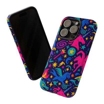 Vibrant Fantasy Unicorns Protective Phone Case – Colourful 3D Design for Stylish Protection – Compatible with iPhone 13, 14, 15 & 16 – All Models Including Pro, Pro Max & Plus