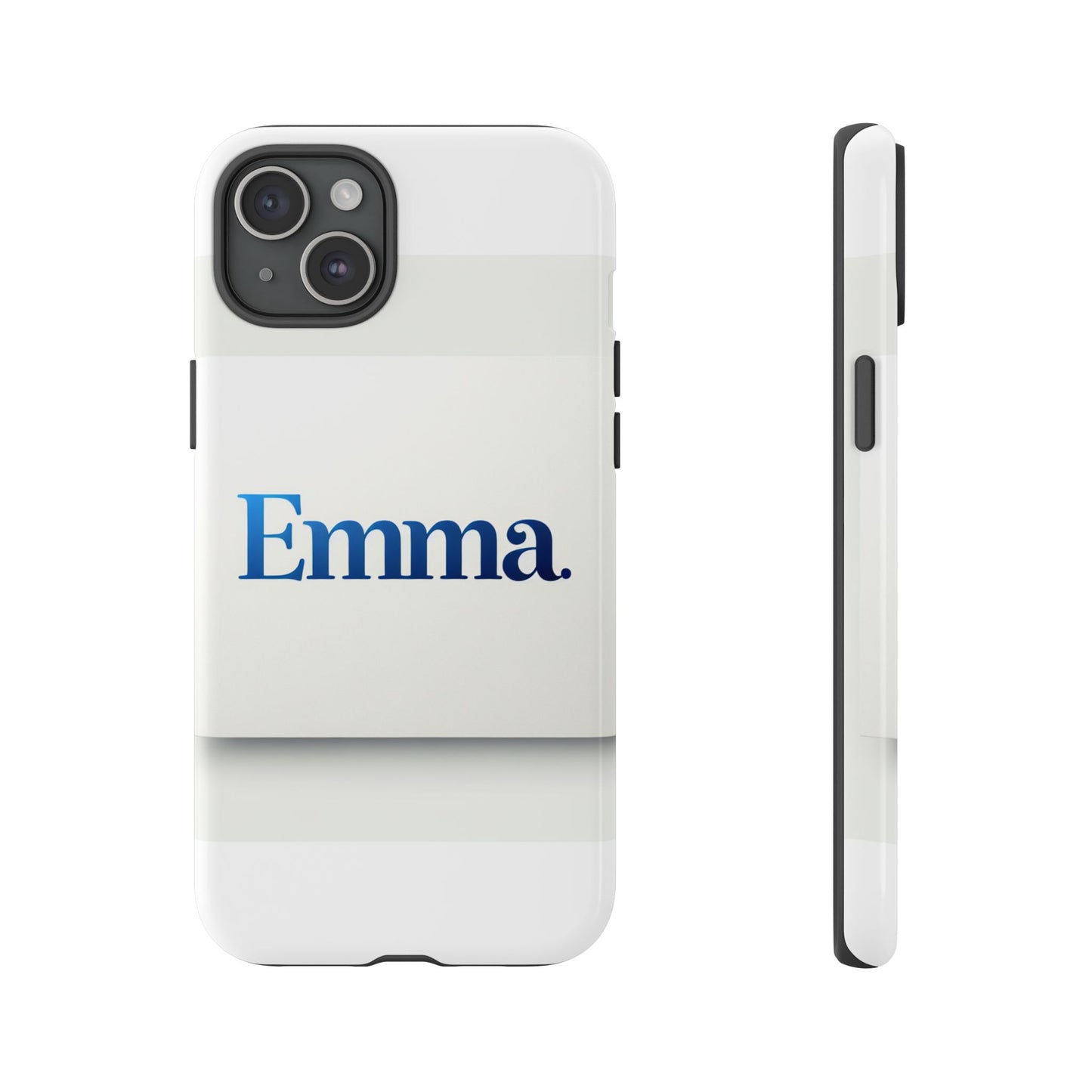 elegant personalised protective phone case in white with blue typography for stylish individuals compatible with iphone 13, 14, 15 & 16 – all models including pro, pro max & plus