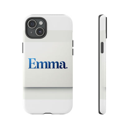 Elegant Personalised Protective Phone Case in White with Blue Typography for Stylish Individuals Compatible with iPhone 13, 14, 15 & 16 – All Models Including Pro, Pro Max & Plus