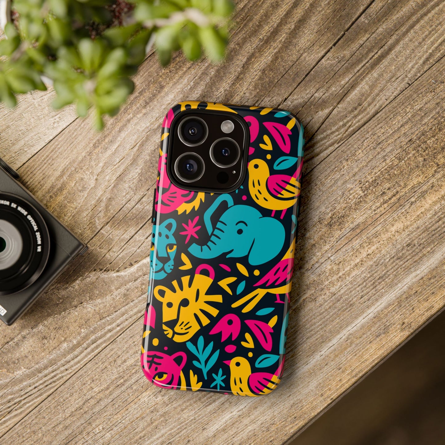 vibrant 3d animal print protective phone case colourful design for stylish protection compatible with iphone 13, 14, 15 & 16 – all models including pro, pro max & plus
