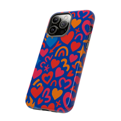 Vibrant Multicolour Heart Design Protective Phone Case Stylish Accessory for Self-Expression Compatible with iPhone 13, 14, 15 & 16 – all models including Pro, Pro Max & Plus
