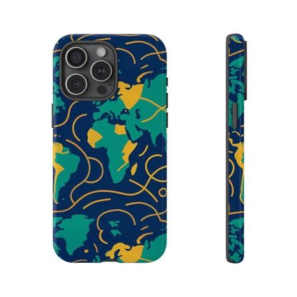 Multicolour Geometric Map 3D Wrap Protective Phone Case for Men and Women, Stylish Shockproof Accessory, Compatible with iPhone 13, 14, 15 & 16 – all models including Pro, Pro Max & Plus