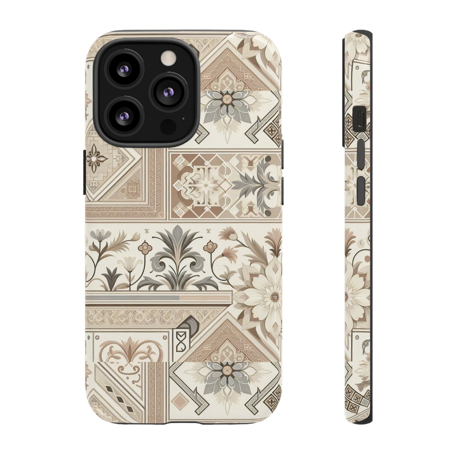 pattern image 5 vibrant 3d phone case for anime and comic fans with ornate tile design, stylish protective cover, suitable for all iphone models including pro max