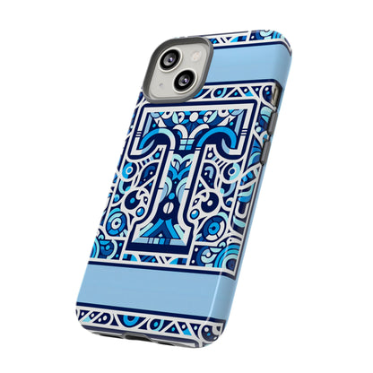Blue Alphabet T Phone Case with 3D Wrap Shock Absorption and UV Protection for Kids and Teens