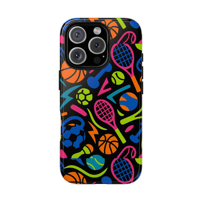 Vibrant 3D Sport-Themed Protective Phone Case in Multicolour Design for Active Lifestyle Compatible with iPhone 13, 14, 15 & 16 – All Models Including Pro, Pro Max & Plus