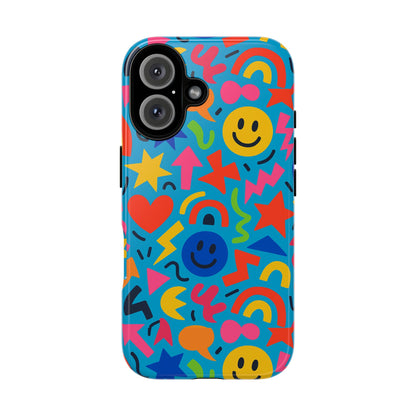 Multicolour 3D Wrap Protective Phone Case for Kids and Teens with Fun Geometric Design – Stylish Protection Compatible with iPhone 13, 14, 15 & 16 – all models including Pro, Pro Max & Plus