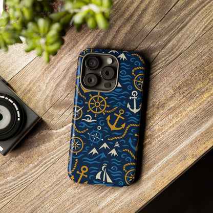 Vibrant Nautical Blue Phone Case with 3D Anchor Design for Stylish Protection Compatible with iPhone 13, 14, 15 & 16 – all models including Pro, Pro Max & Plus