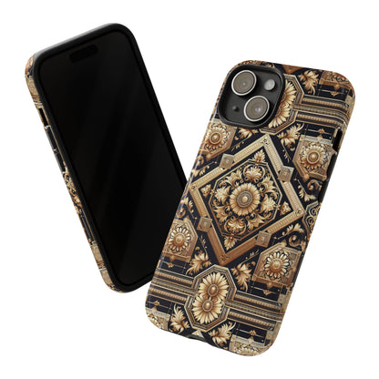 Pattern Image 1 Vibrant Shockproof Phone Case for Anime and Comic Fans - Stylish Gold Floral Design for iPhone 13-16 Pro Max Plus