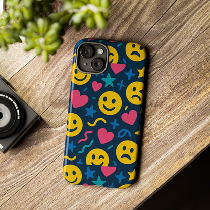 Vibrant Multicolour Emoji Phone Case with 3D Wrap Design for Playful Protection Compatible with iPhone 13, 14, 15 & 16 – all models including Pro, Pro Max & Plus