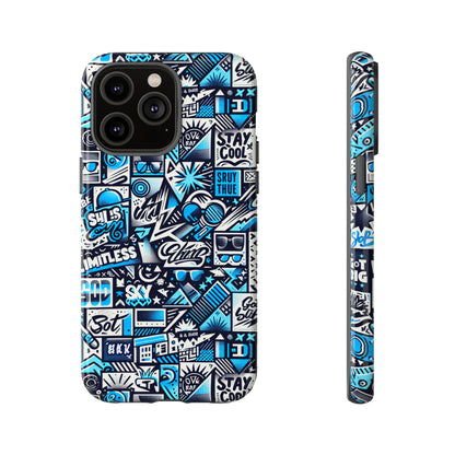 Vibrant 3D Wrap Stylish Protective Phone Case in Playful Blue and Black Design for Trendsetters Compatible with iPhone 13, 14, 15 & 16 – all models including Pro, Pro Max & Plus